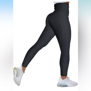 Honeycomb Leggings Running Butt Lift High Waist Yoga Pants/Black Large